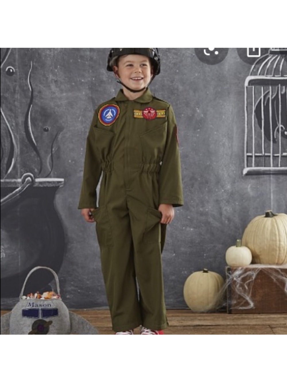 Pottery Barn Kids Airplane Pilot Suit Halloween Costume 4T Sz 4